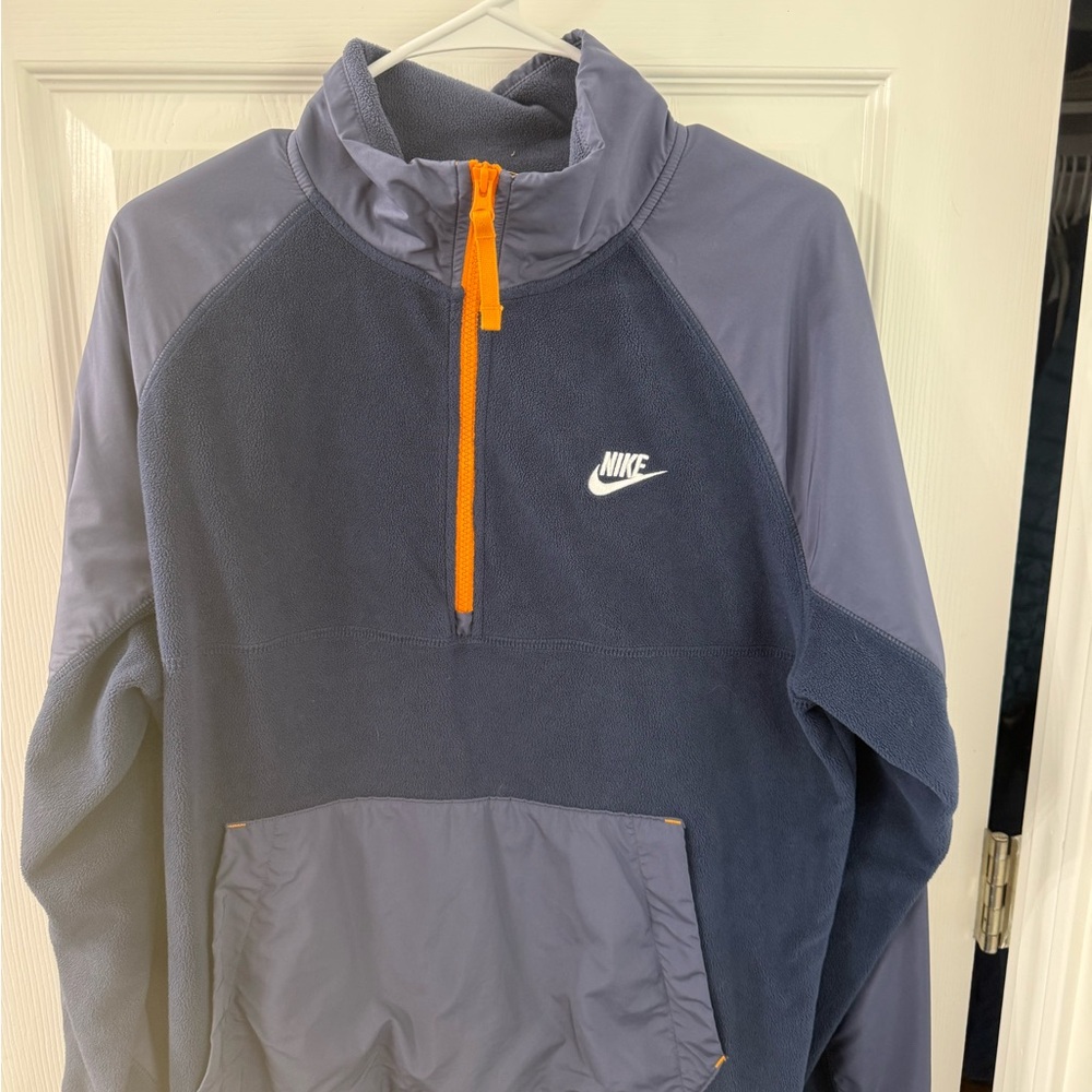 Nike Navy and Orange Fleece Jacket
